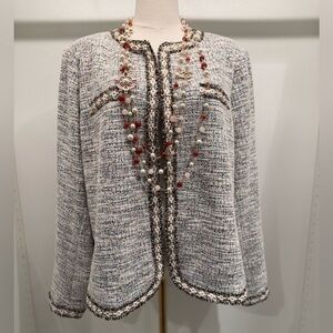 Elegant Tweed Blazer with Multicolor Accents